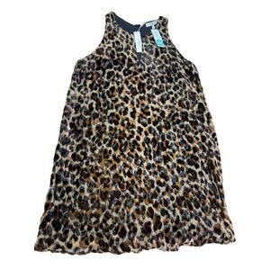 Lavender Brown Stitch Fix Leopard Print Keyhole Detail Shift Dress Large NWT